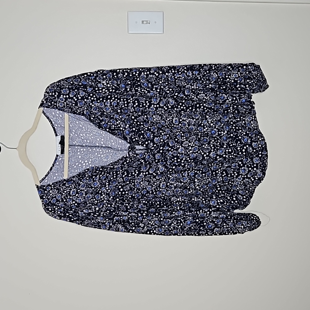 NWT Eloquii Blue Long Sleeve Boho Top Blouse Size 14